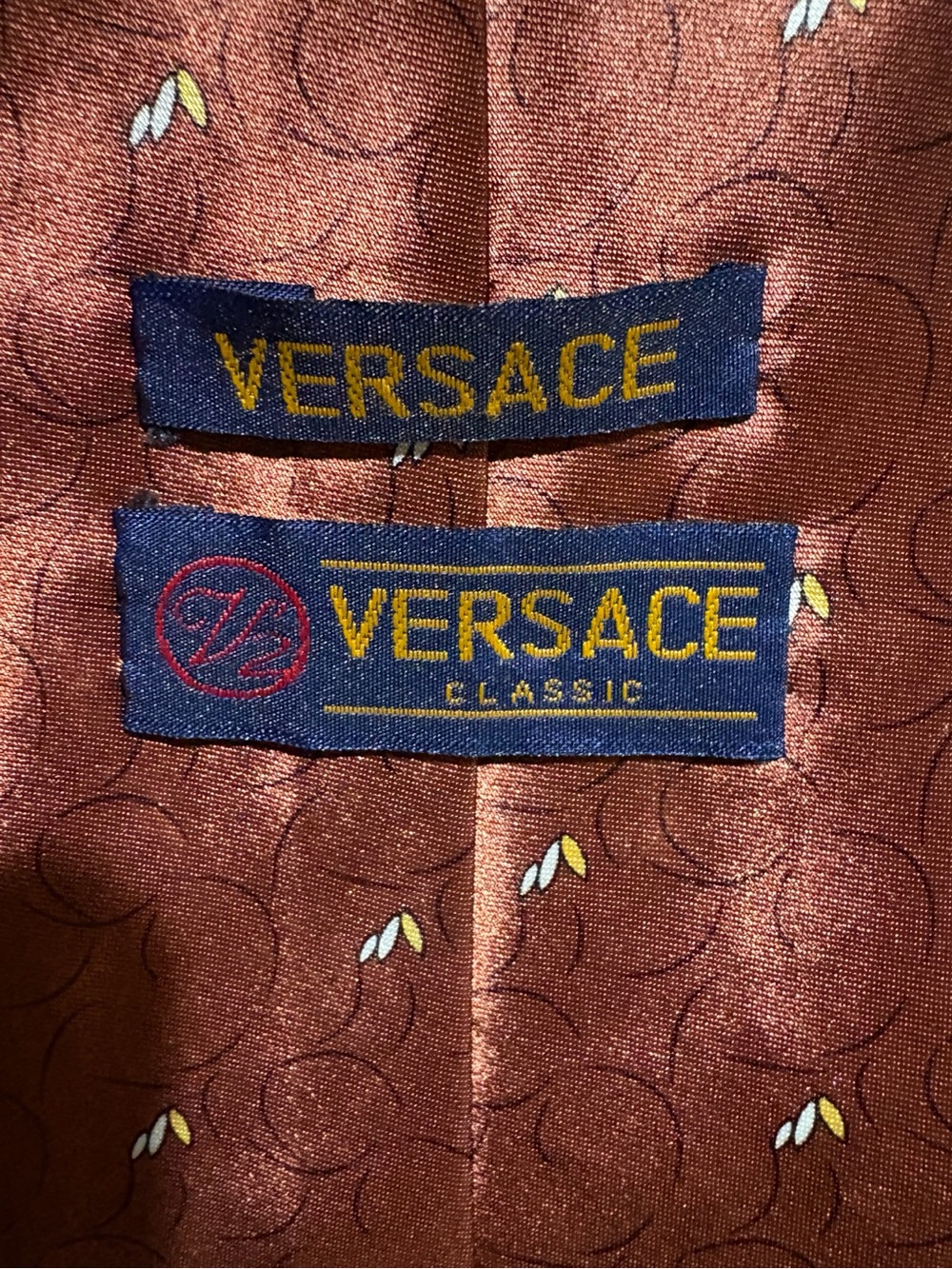 Versace Rust Brown Silk Tie with Subtle Motif